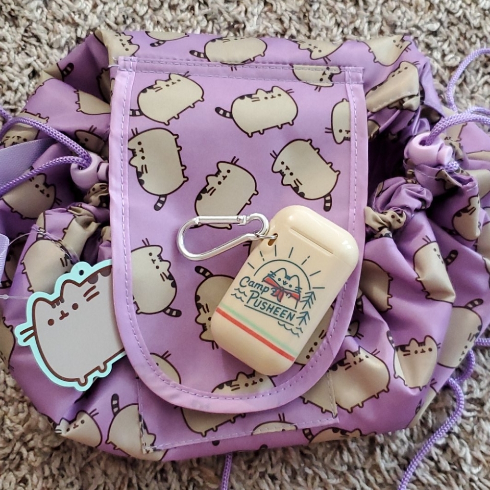Waterproof pusheen cosmetic bag and silicone straw
